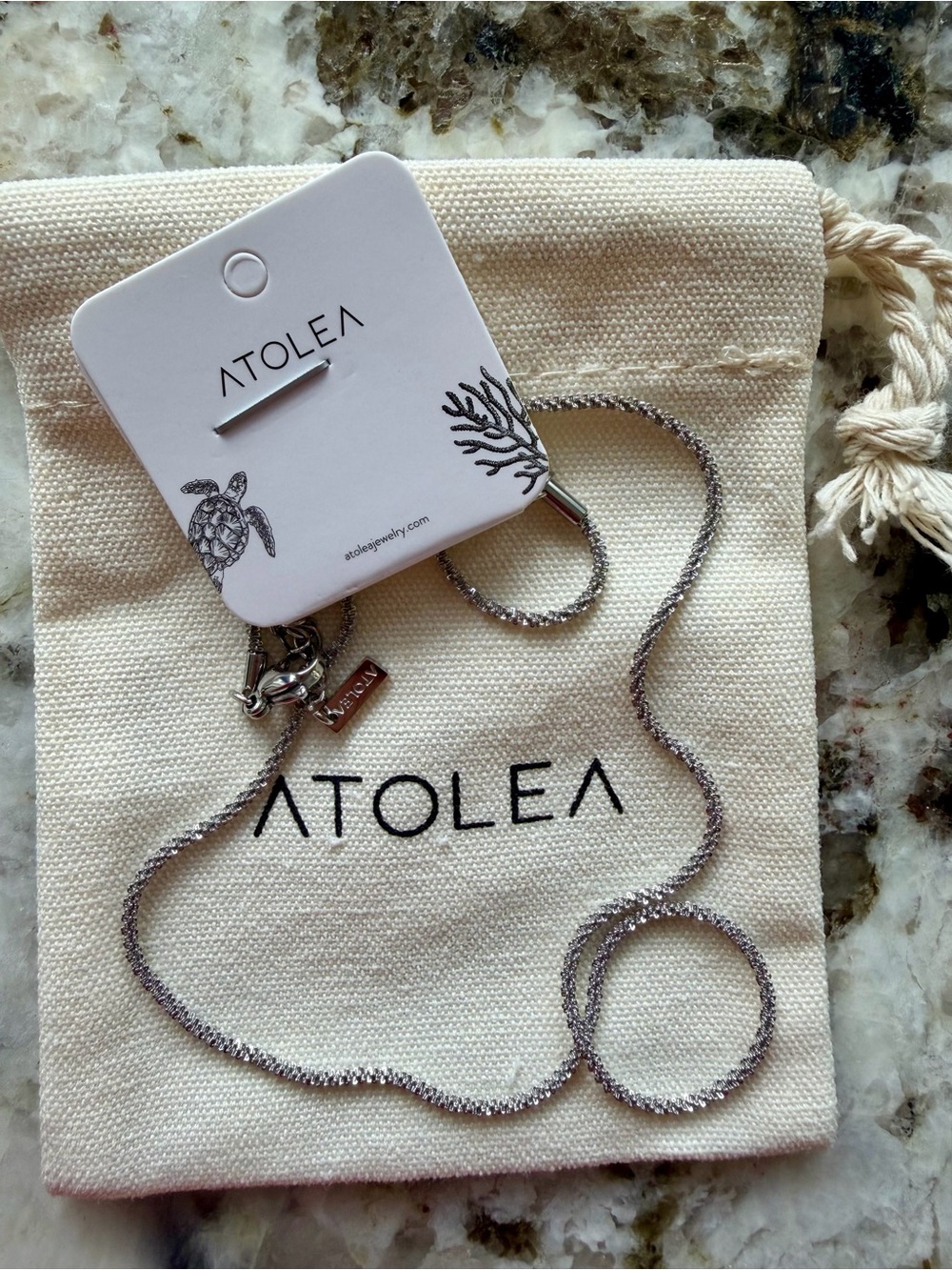 Atolea Silver PIANA Rope CHAIN Necklace 18k Waterproof Lead free jewelry NEW